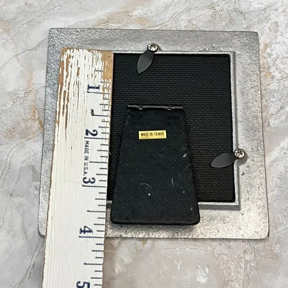 Pewter Picture Frame 3x3 in Silver Free Standing 